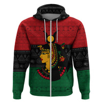 Personalized Queen In Pan-African Colors Zip Hoodie Egyptian Beautiful Goddess - Wonder Print Shop