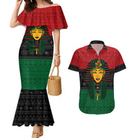 Personalized Pharaoh In Pan-African Colors Couples Matching Mermaid Dress and Hawaiian Shirt Ancient Egypt - Wonder Print Shop