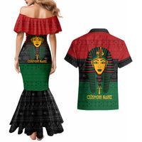 Personalized Pharaoh In Pan-African Colors Couples Matching Mermaid Dress and Hawaiian Shirt Ancient Egypt - Wonder Print Shop