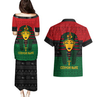 Personalized Pharaoh In Pan-African Colors Couples Matching Puletasi and Hawaiian Shirt Ancient Egypt - Wonder Print Shop