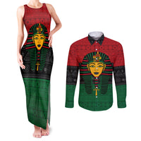 Personalized Pharaoh In Pan-African Colors Couples Matching Tank Maxi Dress and Long Sleeve Button Shirt Ancient Egypt - Wonder Print Shop