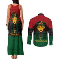 Personalized Pharaoh In Pan-African Colors Couples Matching Tank Maxi Dress and Long Sleeve Button Shirt Ancient Egypt - Wonder Print Shop