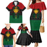 Personalized Pharaoh In Pan-African Colors Family Matching Mermaid Dress and Hawaiian Shirt Ancient Egypt - Wonder Print Shop