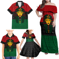 Personalized Pharaoh In Pan-African Colors Family Matching Off Shoulder Maxi Dress and Hawaiian Shirt Ancient Egypt - Wonder Print Shop