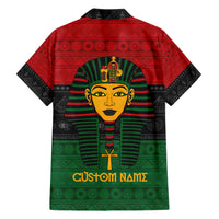 Personalized Pharaoh In Pan-African Colors Family Matching Short Sleeve Bodycon Dress and Hawaiian Shirt Ancient Egypt - Wonder Print Shop