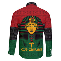 Personalized Pharaoh In Pan-African Colors Family Matching Short Sleeve Bodycon Dress and Hawaiian Shirt Ancient Egypt - Wonder Print Shop