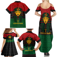Personalized Pharaoh In Pan-African Colors Family Matching Summer Maxi Dress and Hawaiian Shirt Ancient Egypt - Wonder Print Shop