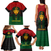 Personalized Pharaoh In Pan-African Colors Family Matching Tank Maxi Dress and Hawaiian Shirt Ancient Egypt - Wonder Print Shop