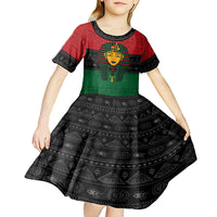 Personalized Pharaoh In Pan-African Colors Kid Short Sleeve Dress Ancient Egypt - Wonder Print Shop