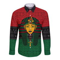 Personalized Pharaoh In Pan-African Colors Long Sleeve Button Shirt Ancient Egypt - Wonder Print Shop