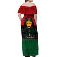 Personalized Pharaoh In Pan-African Colors Off Shoulder Maxi Dress Ancient Egypt - Wonder Print Shop