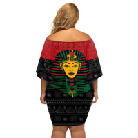 Personalized Pharaoh In Pan-African Colors Off Shoulder Short Dress Ancient Egypt - Wonder Print Shop