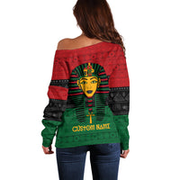 Personalized Pharaoh In Pan-African Colors Off Shoulder Sweater Ancient Egypt - Wonder Print Shop