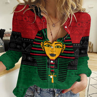 Personalized Pharaoh In Pan-African Colors Women Casual Shirt Ancient Egypt - Wonder Print Shop