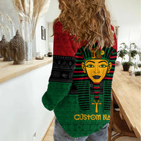 Personalized Pharaoh In Pan-African Colors Women Casual Shirt Ancient Egypt - Wonder Print Shop
