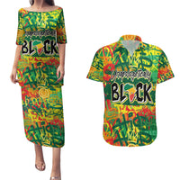 Personalized Colorful African Unapologetically Black Couples Matching Puletasi and Hawaiian Shirt - Wonder Print Shop
