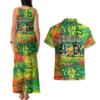 Personalized Colorful African Unapologetically Black Couples Matching Tank Maxi Dress and Hawaiian Shirt - Wonder Print Shop
