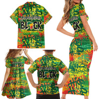 Personalized Colorful African Unapologetically Black Family Matching Short Sleeve Bodycon Dress and Hawaiian Shirt - Wonder Print Shop