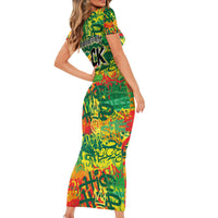 Personalized Colorful African Unapologetically Black Short Sleeve Bodycon Dress - Wonder Print Shop