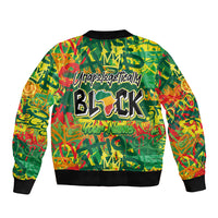 Personalized Colorful African Unapologetically Black Sleeve Zip Bomber Jacket - Wonder Print Shop