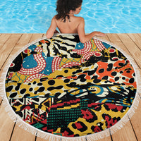 Africa Animal Pattern Beach Blanket - Wonder Print Shop