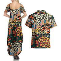 Africa Animal Pattern Couples Matching Summer Maxi Dress and Hawaiian Shirt - Wonder Print Shop