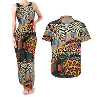 Africa Animal Pattern Couples Matching Tank Maxi Dress and Hawaiian Shirt - Wonder Print Shop