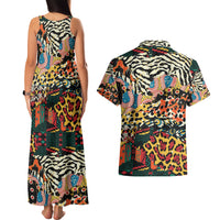 Africa Animal Pattern Couples Matching Tank Maxi Dress and Hawaiian Shirt - Wonder Print Shop