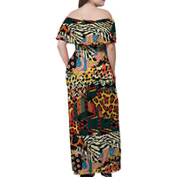 Africa Animal Pattern Family Matching Off Shoulder Maxi Dress and Hawaiian Shirt - Wonder Print Shop