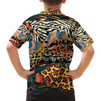 Africa Animal Pattern Family Matching Off Shoulder Short Dress and Hawaiian Shirt - Wonder Print Shop