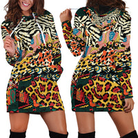 Africa Animal Pattern Hoodie Dress - Wonder Print Shop