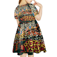 Africa Animal Pattern Kid Short Sleeve Dress - Wonder Print Shop