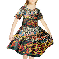 Africa Animal Pattern Kid Short Sleeve Dress - Wonder Print Shop