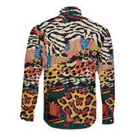 Africa Animal Pattern Long Sleeve Button Shirt - Wonder Print Shop