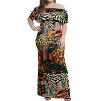 Africa Animal Pattern Off Shoulder Maxi Dress - Wonder Print Shop