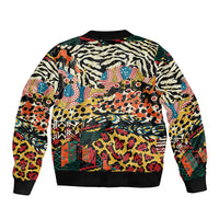 Africa Animal Pattern Sleeve Zip Bomber Jacket - Wonder Print Shop