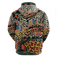 Africa Animal Pattern Zip Hoodie - Wonder Print Shop