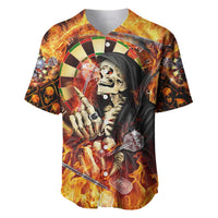 Personalised Skull Darts Baseball Jersey Death In Fire