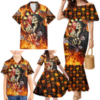Personalised Skull Darts Family Matching Mermaid Dress and Hawaiian Shirt Death In Fire