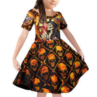 Personalised Skull Darts Family Matching Off Shoulder Short Dress and Hawaiian Shirt Death In Fire