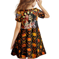 Personalised Skull Darts Family Matching Off Shoulder Short Dress and Hawaiian Shirt Death In Fire