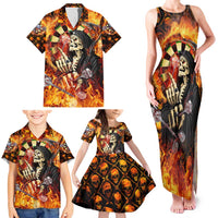 Personalised Skull Darts Family Matching Tank Maxi Dress and Hawaiian Shirt Death In Fire