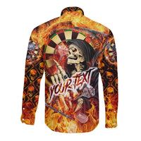 Personalised Skull Darts Long Sleeve Button Shirt Death In Fire