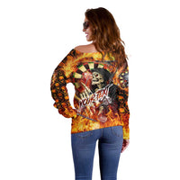 Personalised Skull Darts Off Shoulder Sweater Death In Fire