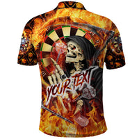 Personalised Skull Darts Polo Shirt Death In Fire