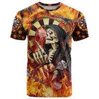 Personalised Skull Darts T Shirt Death In Fire