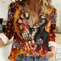 Personalised Skull Darts Women Casual Shirt Death In Fire