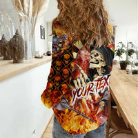 Personalised Skull Darts Women Casual Shirt Death In Fire