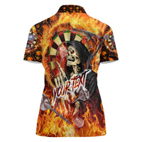 Personalised Skull Darts Women Polo Shirt Death In Fire
