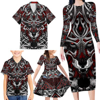 Celtic Wolf Fenrir Vikings Family Matching Long Sleeve Bodycon Dress and Hawaiian Shirt Norse Mythology - Wonder Print Shop